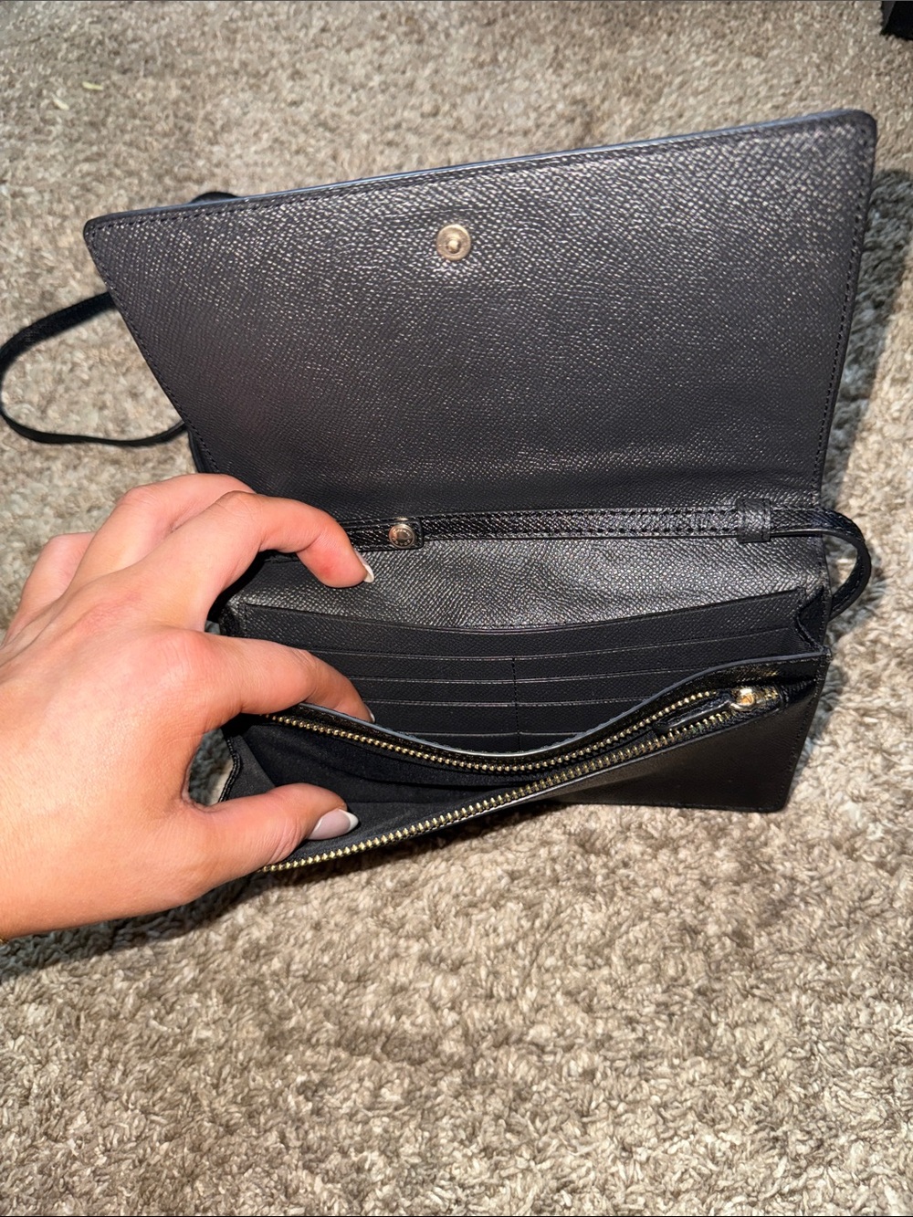 Coach Black Leather Crossbody with Gold Stud Heart Accents - Picture 3 of 3